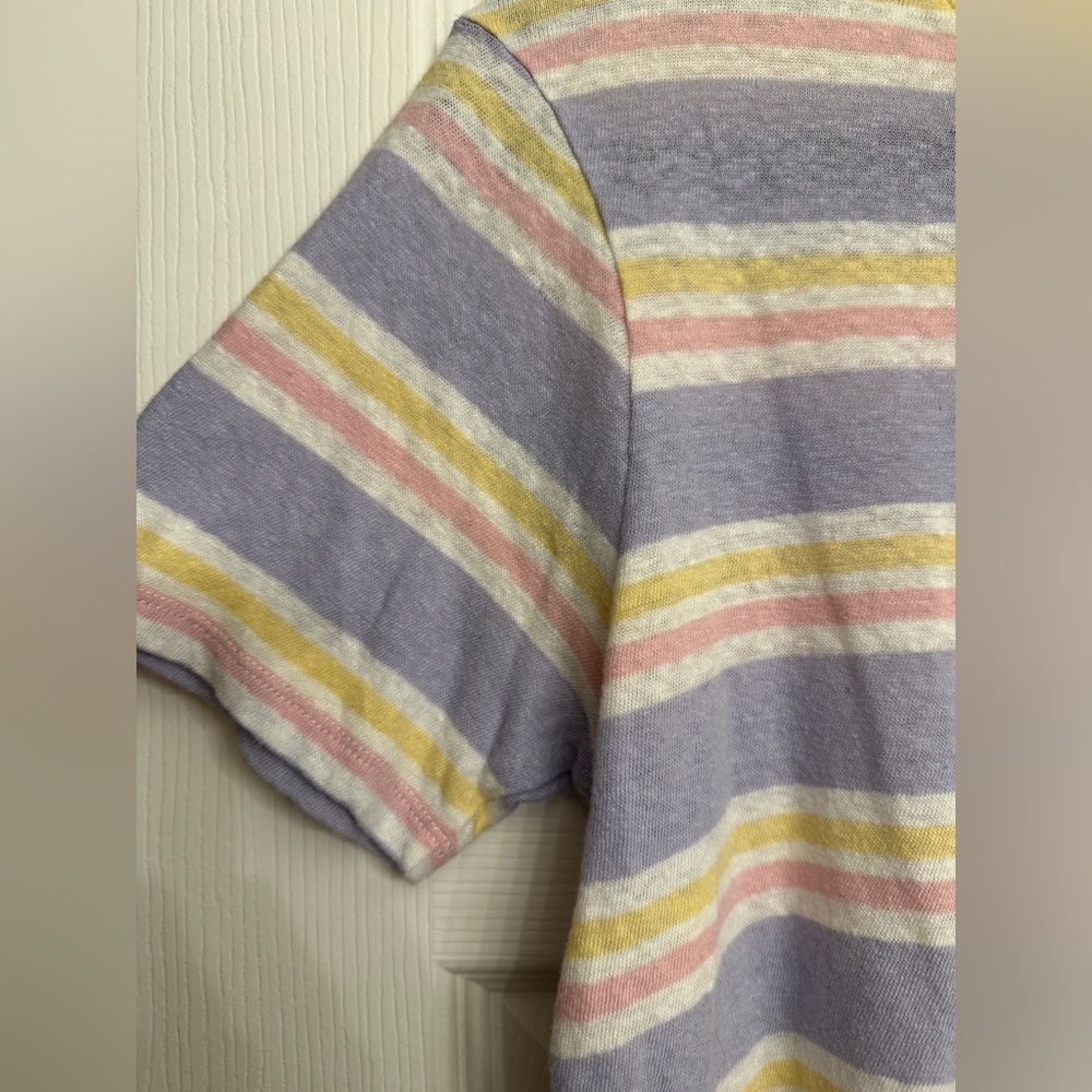 Sezane Constance Striped Tee in Lavender, Pink, Yellow - Small - Picture 3 of 6